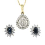 9ct gold diamond cluster pendant,