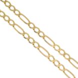 A 9ct gold Figaro-link chain.Hallmarks for 9ct gold.