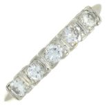 A brilliant-cut diamond five-stone ring.Estimated total diamond weight 0.40ct,