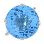 An 18ct gold blue topaz single-stone ring,