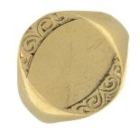 A 9ct gold signet ring.Hallmarks for Birmingham.Ring size N1/2.