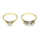 9ct gold single-stone diamond ring,