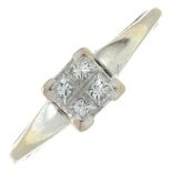 An 18ct gold diamond ring.Total diamond weight 0.25ct, stamped to band.