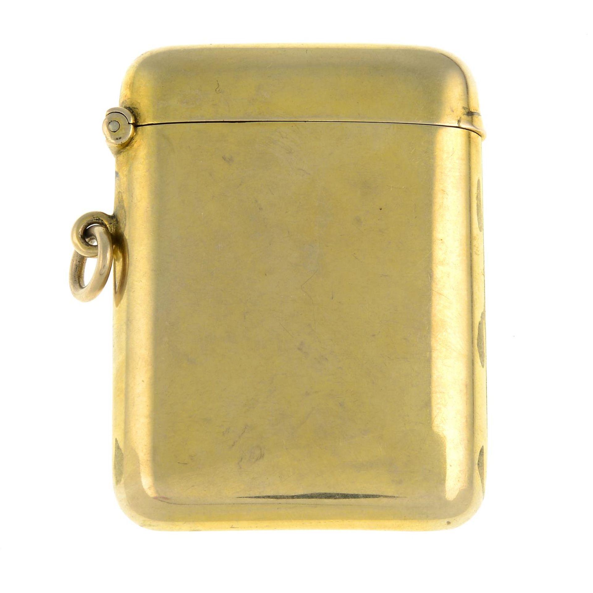 A vesta case.Stamped 9CT.