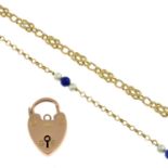 Edwardian 9ct gold heart padlock clasp,