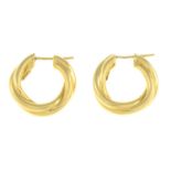 A pair of 18ct gold hoop earrings.Hallmarks for 18ct gold.