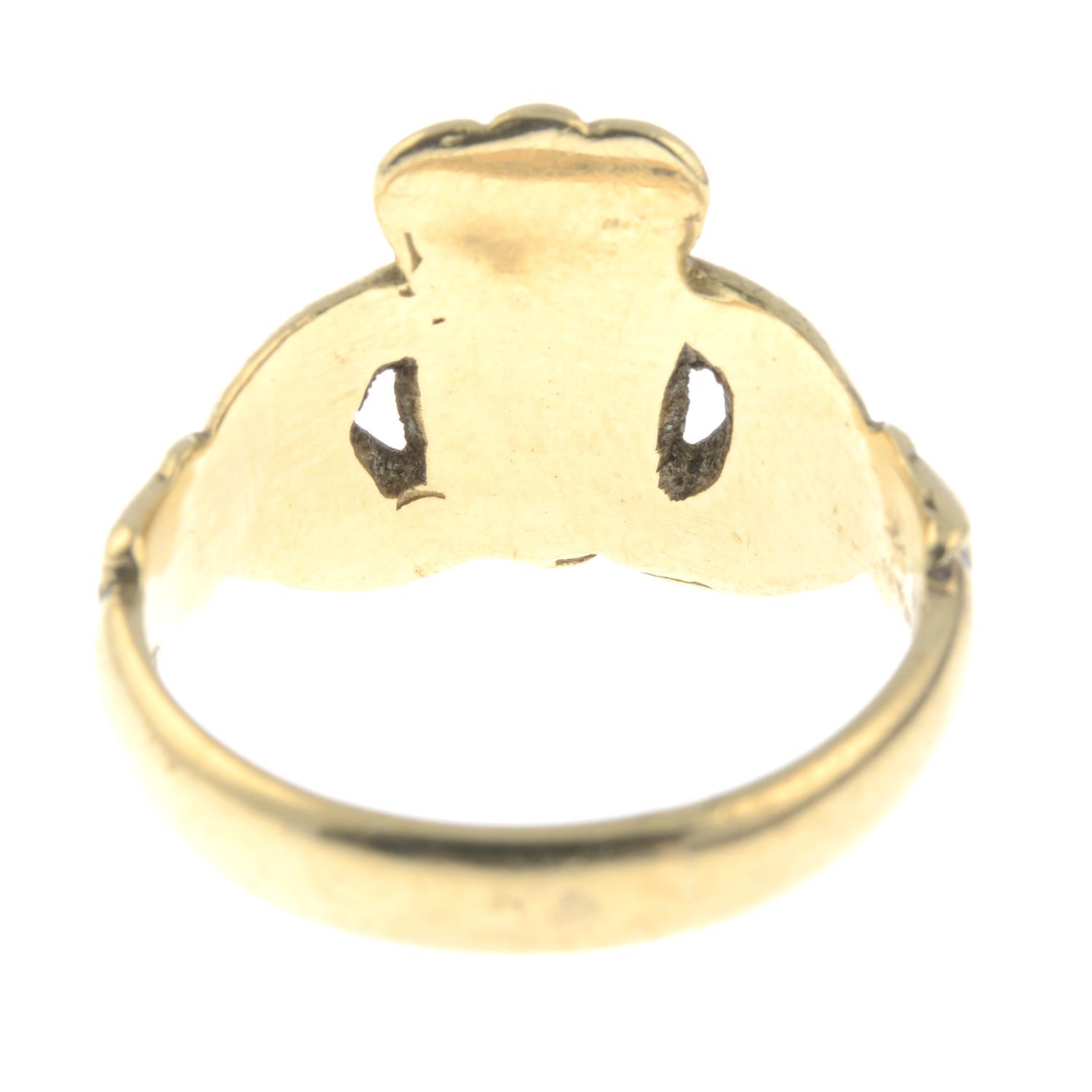 A 9ct gold claddagh ring.Hallmarks for 9ct gold, partially indistinct. - Image 2 of 2