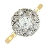 An 18ct gold brilliant and single-cut diamond cluster ring.Estimated total diamond weight 0.50ct,