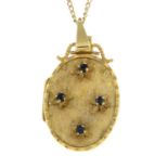 A 9ct gold sapphire locket pendant,