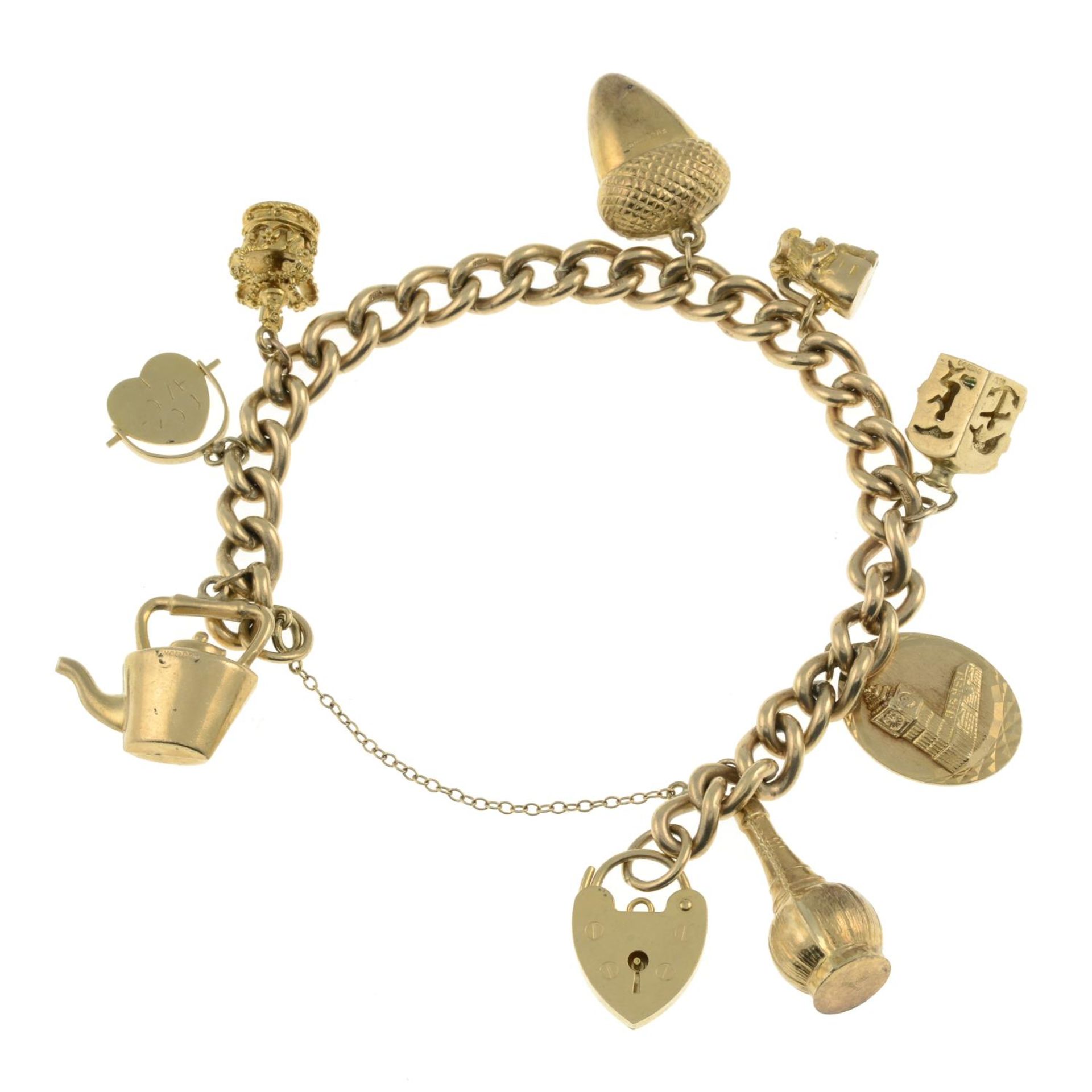 A 9ct gold charm bracelet,