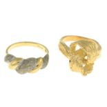 9ct gold bi-colour ring,