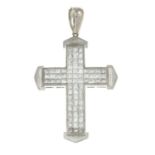 An 18ct white gold diamond cross pendant.Estimated total diamond weight 1.45cts.