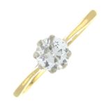 A circular-cut diamond single-stone ring.Estimated diamond weight 0.45cts,