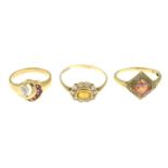 9ct gold ruby and diamond dress ring,