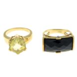 9ct gold citrine single-stone ring,