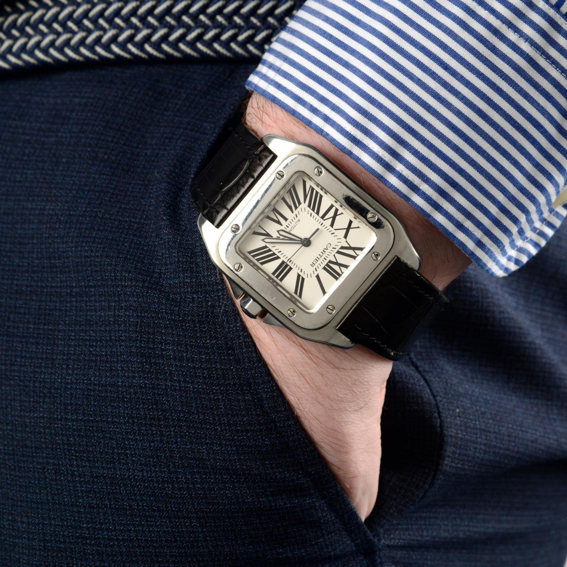 CARTIER - a gentleman's Santos 100 XL wrist watch. - Bild 5 aus 5