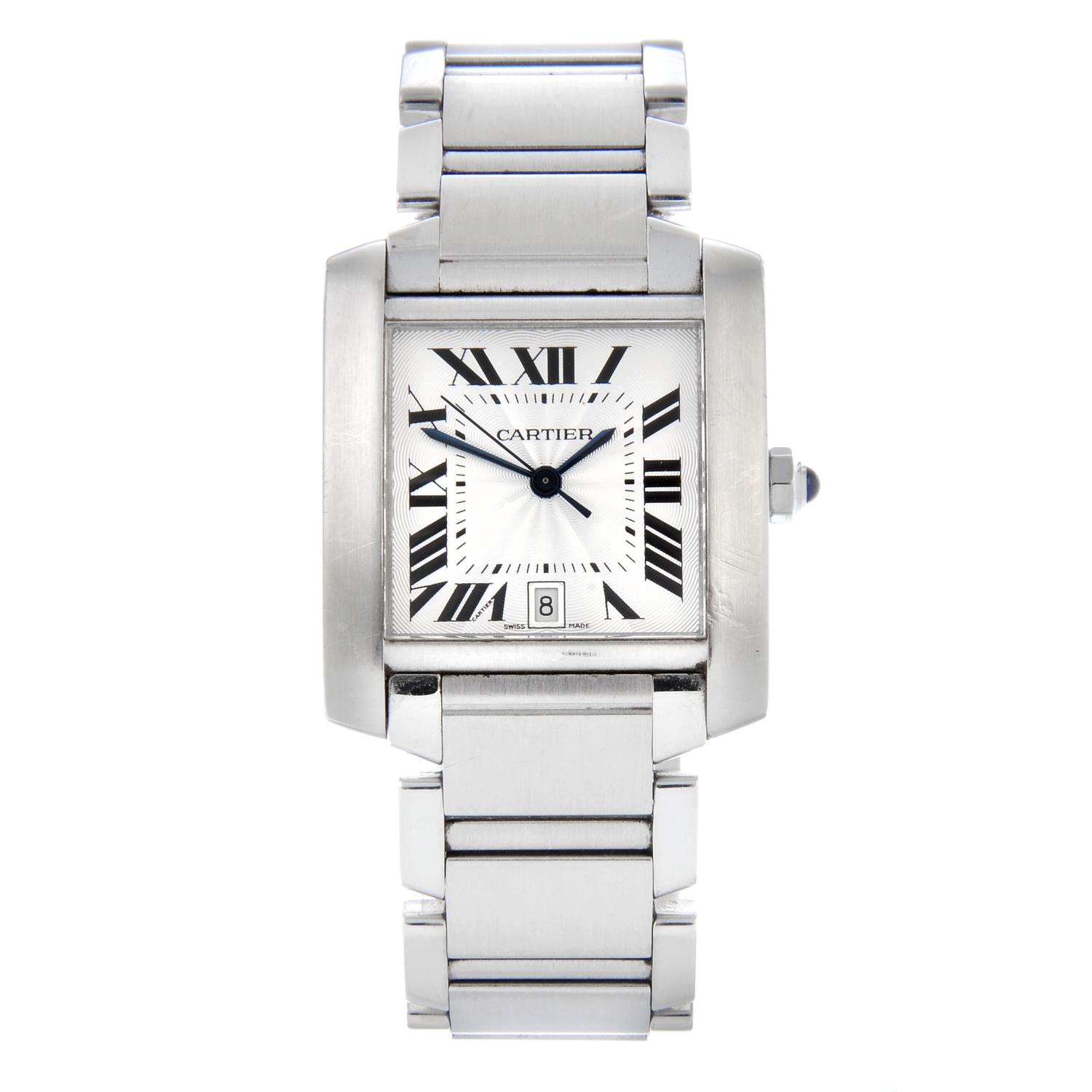 CARTIER - a gentleman's Tank Francaise bracelet watch.