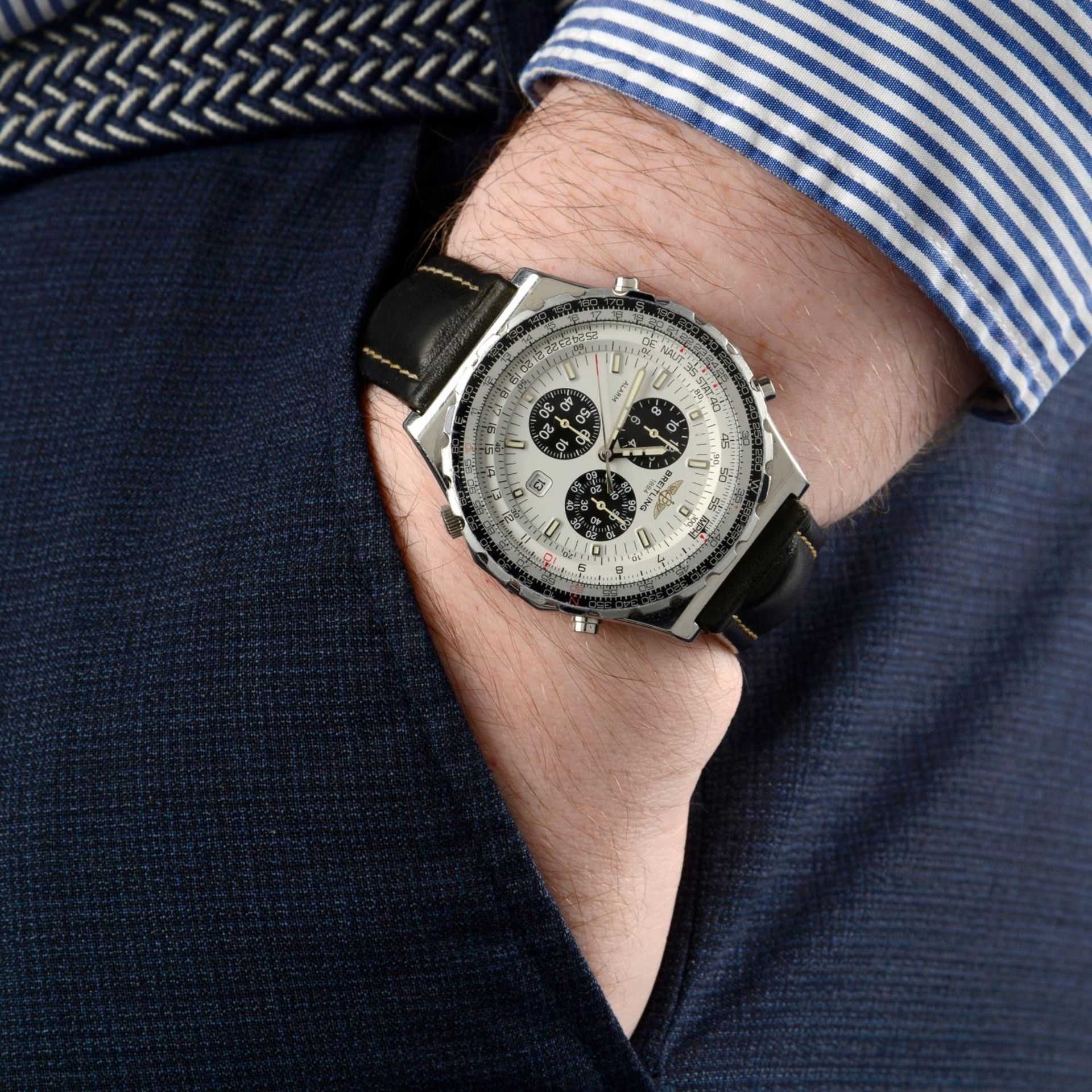 BREITLING - a gentleman's Jupiter Pilot chronograph wrist watch. - Bild 6 aus 6