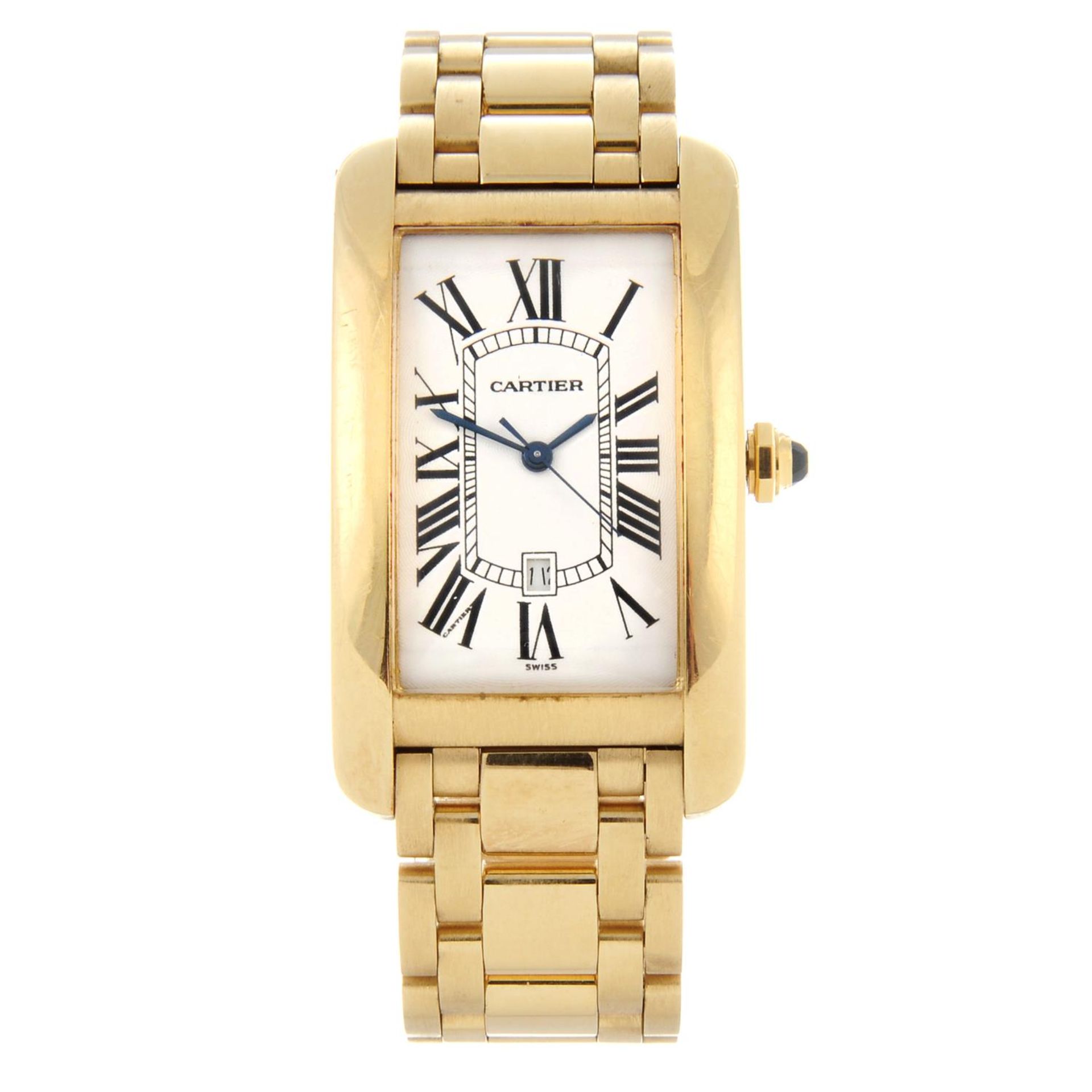 CARTIER - a gentleman's Tank Americaine bracelet watch.