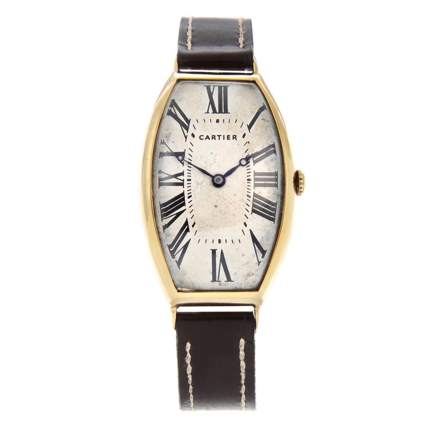 CARTIER - an early Tonneau Curvex wrist watch.