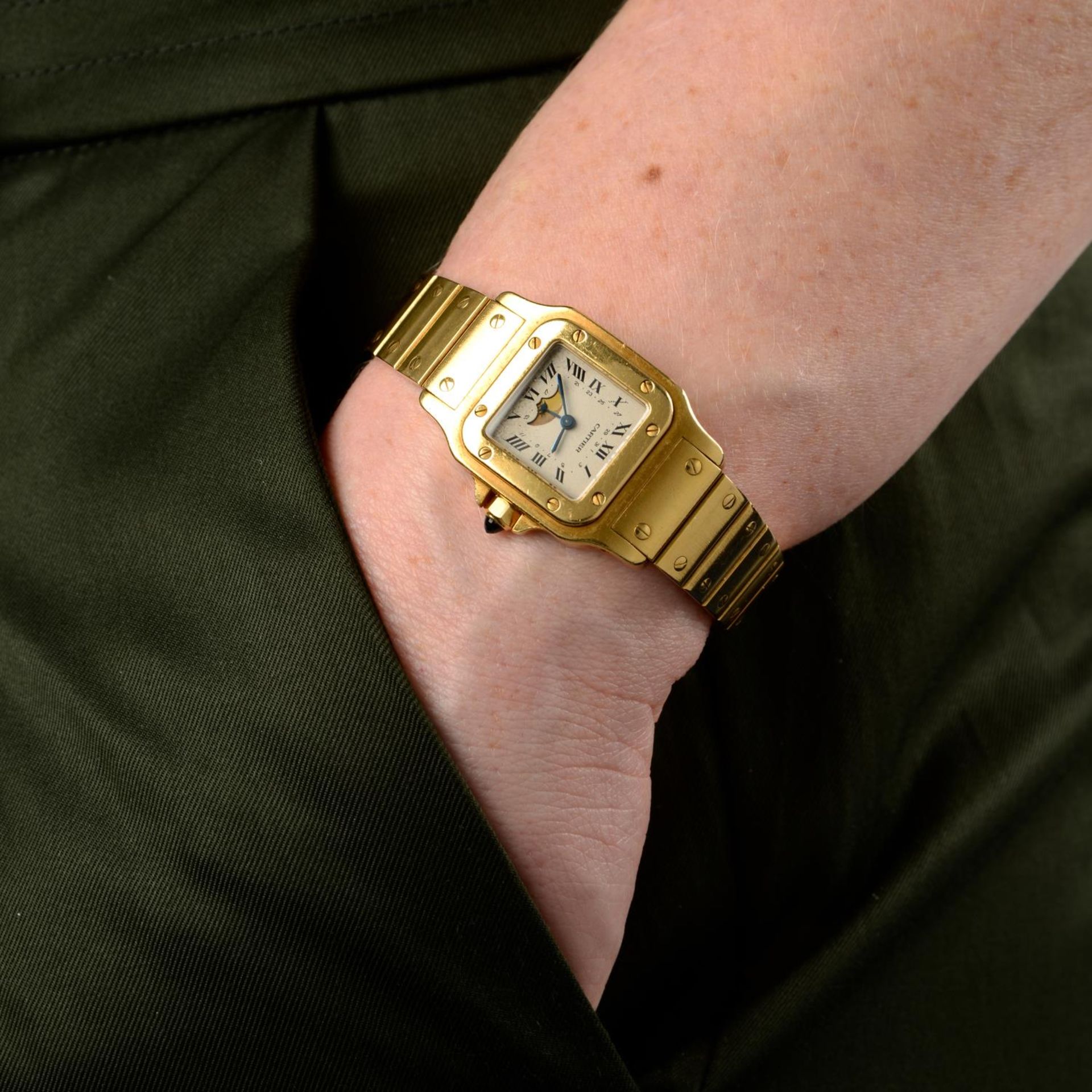 CARTIER - a lady's Santos bracelet watch. - Image 5 of 5