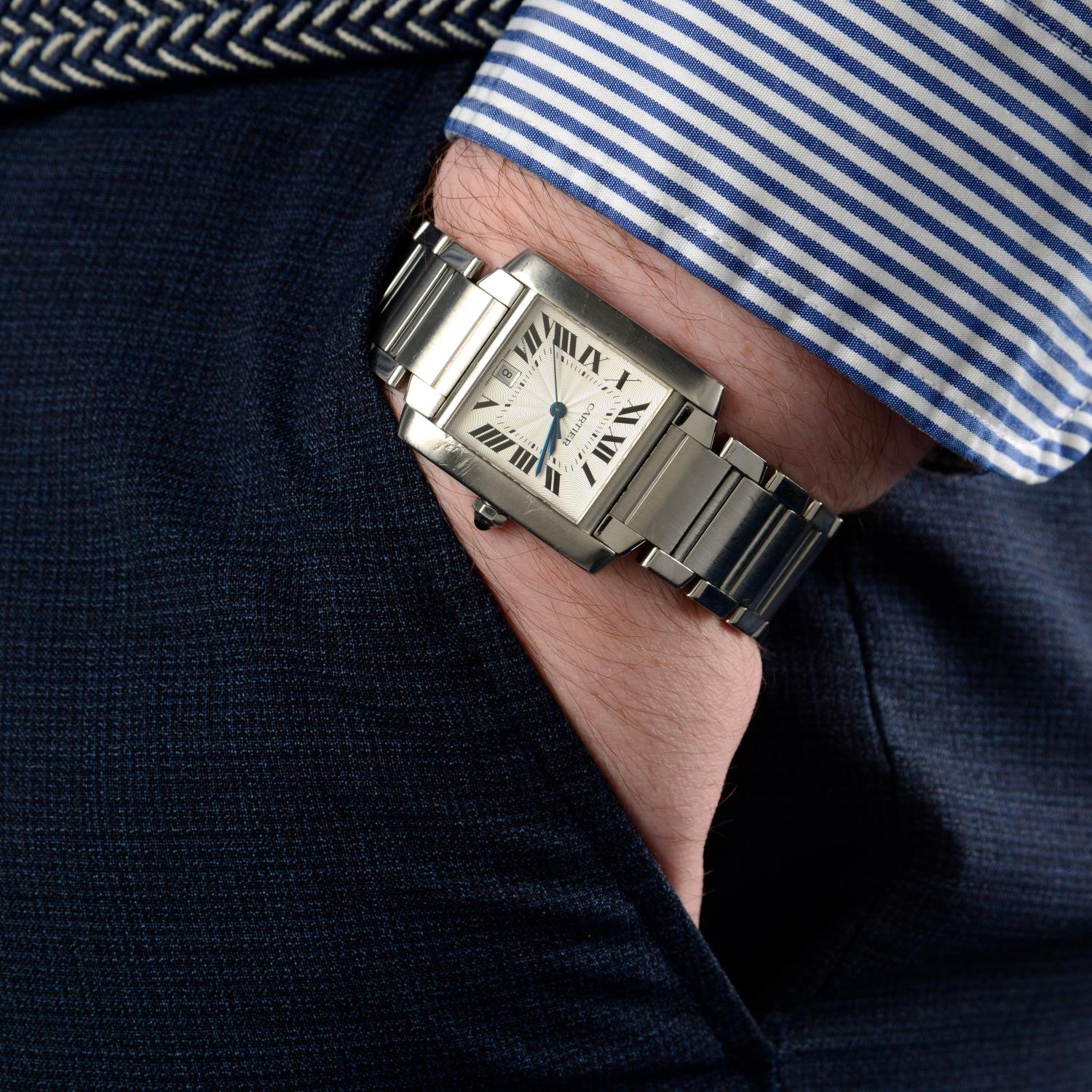 CARTIER - a gentleman's Tank Francaise bracelet watch. - Image 5 of 5