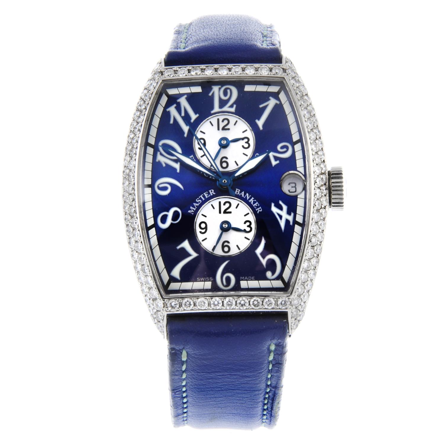 FRANCK MULLER - a mid-size Master Banker Triple-Time wrist watch.