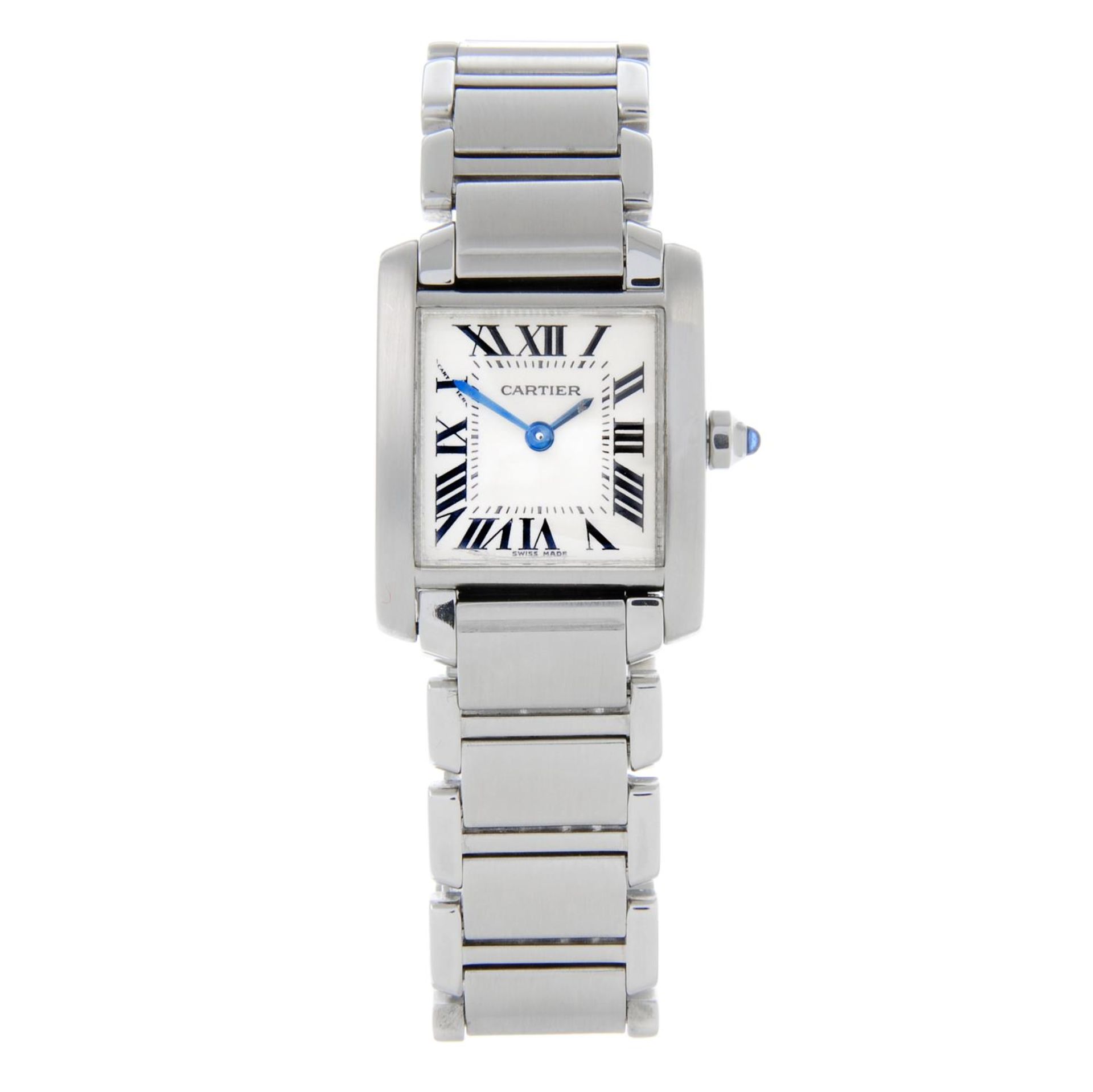 CARTIER - a lady's Tank Francaise bracelet watch.