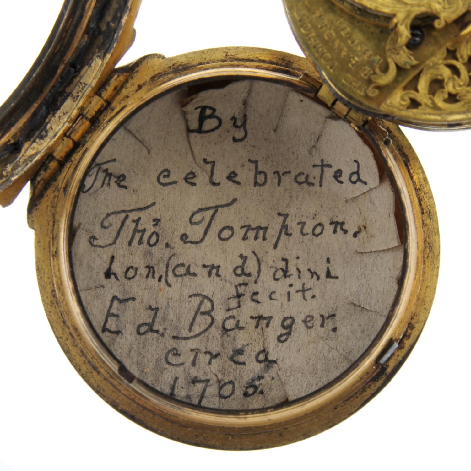An early 18th century open face pocket watch by Thomas Tompion & Edward Banger, London. - Image 5 of 6