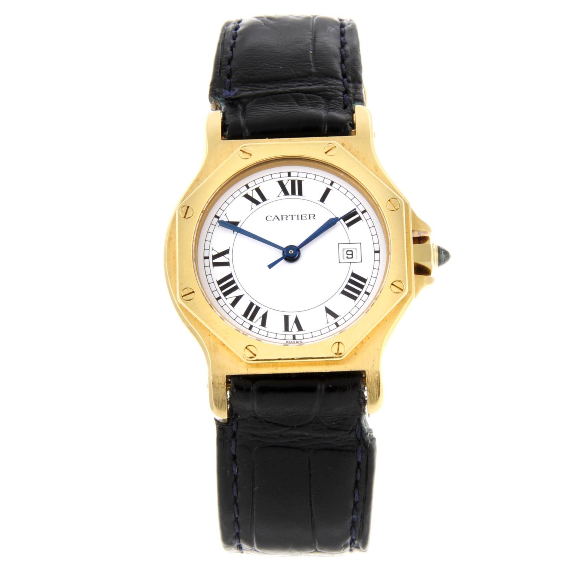 CARTIER - a lady's Santos Octagon wrist watch.