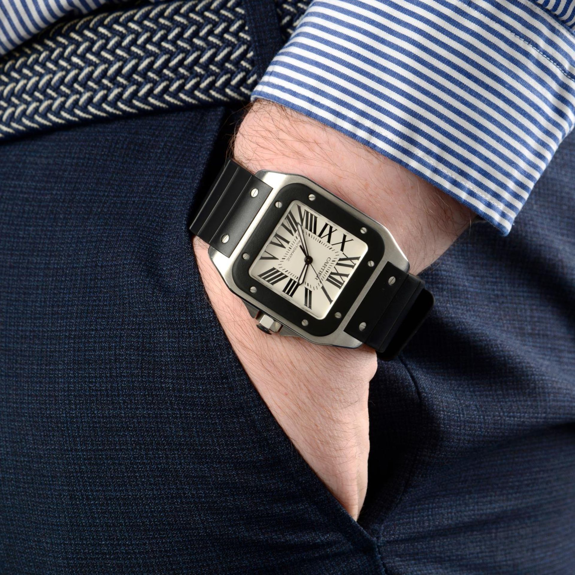 CARTIER - a gentleman's Santos 100 XL wrist watch. - Image 6 of 6