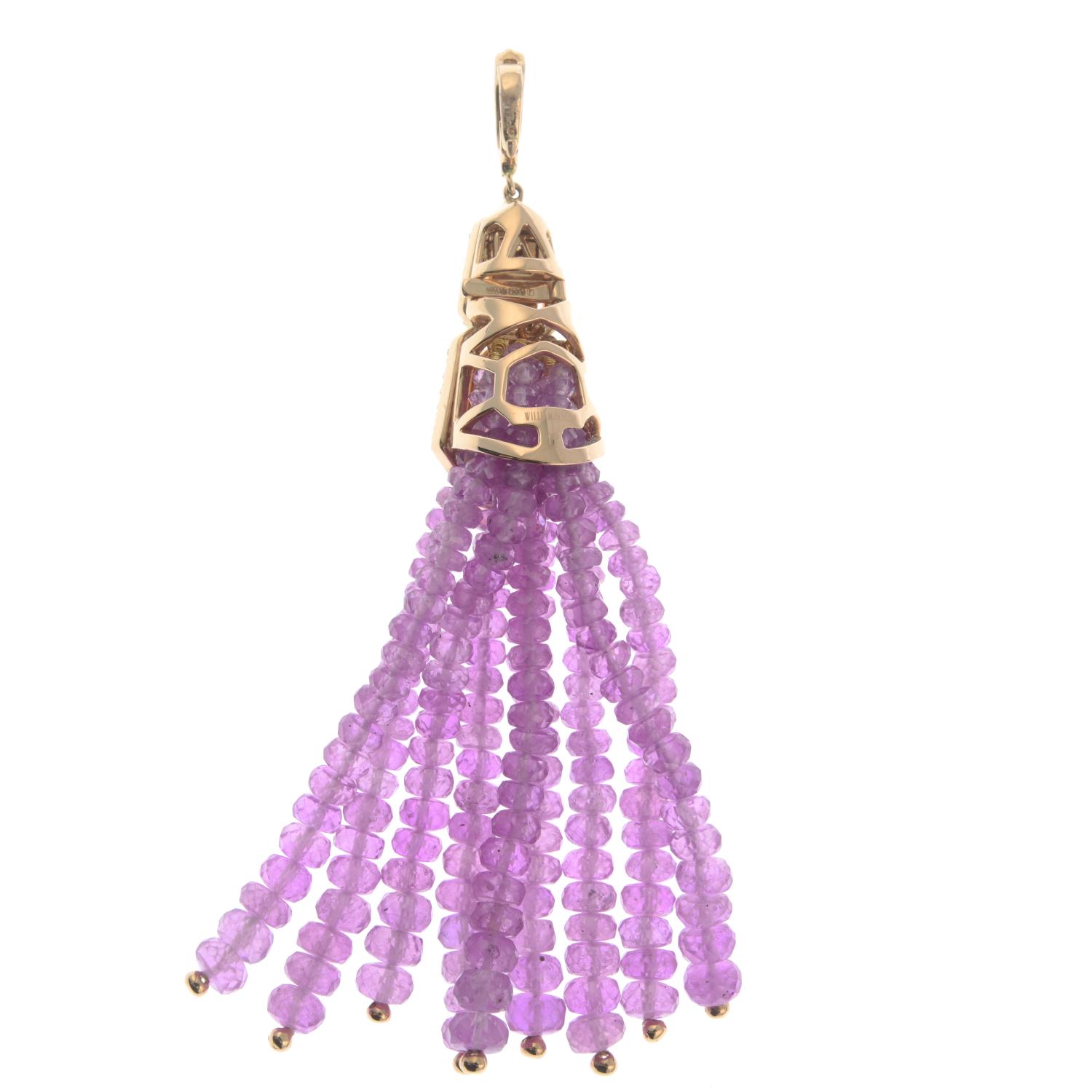 An 18ct gold pink sapphire and brilliant-cut diamond 'The London Collection' tassel - Image 2 of 2