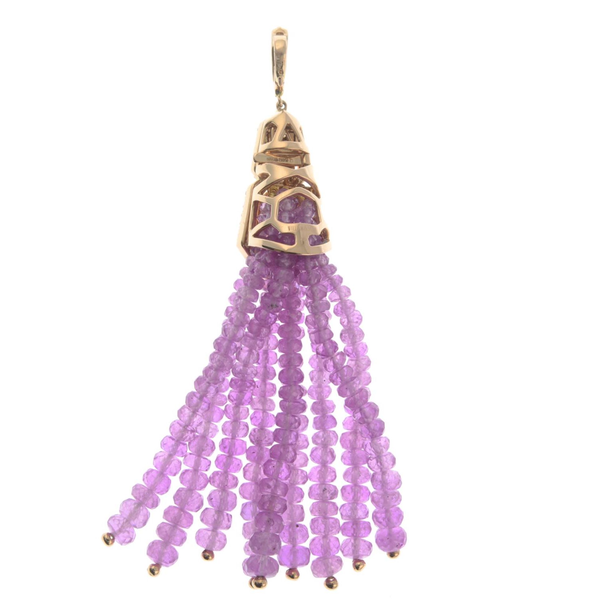 An 18ct gold pink sapphire and brilliant-cut diamond 'The London Collection' tassel - Image 2 of 2