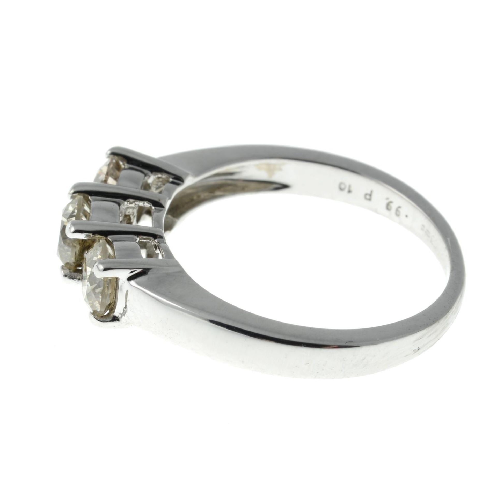 An 18ct gold brilliant-cut diamond three-stone ring. - Image 4 of 4