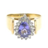 A tanzanite and diamond cluster ring.