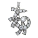 An old-cut diamond fancy pendant.Estimated total diamond weight 1.25cts.