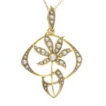 An early 20th century split pearl foliate pendant,