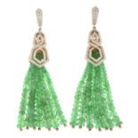 A pair of 18ct gold tsavorite garnet and diamond 'The London Collection' tassel earrings.Estimated