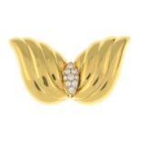 A brilliant-cut diamond stylised wing brooch,