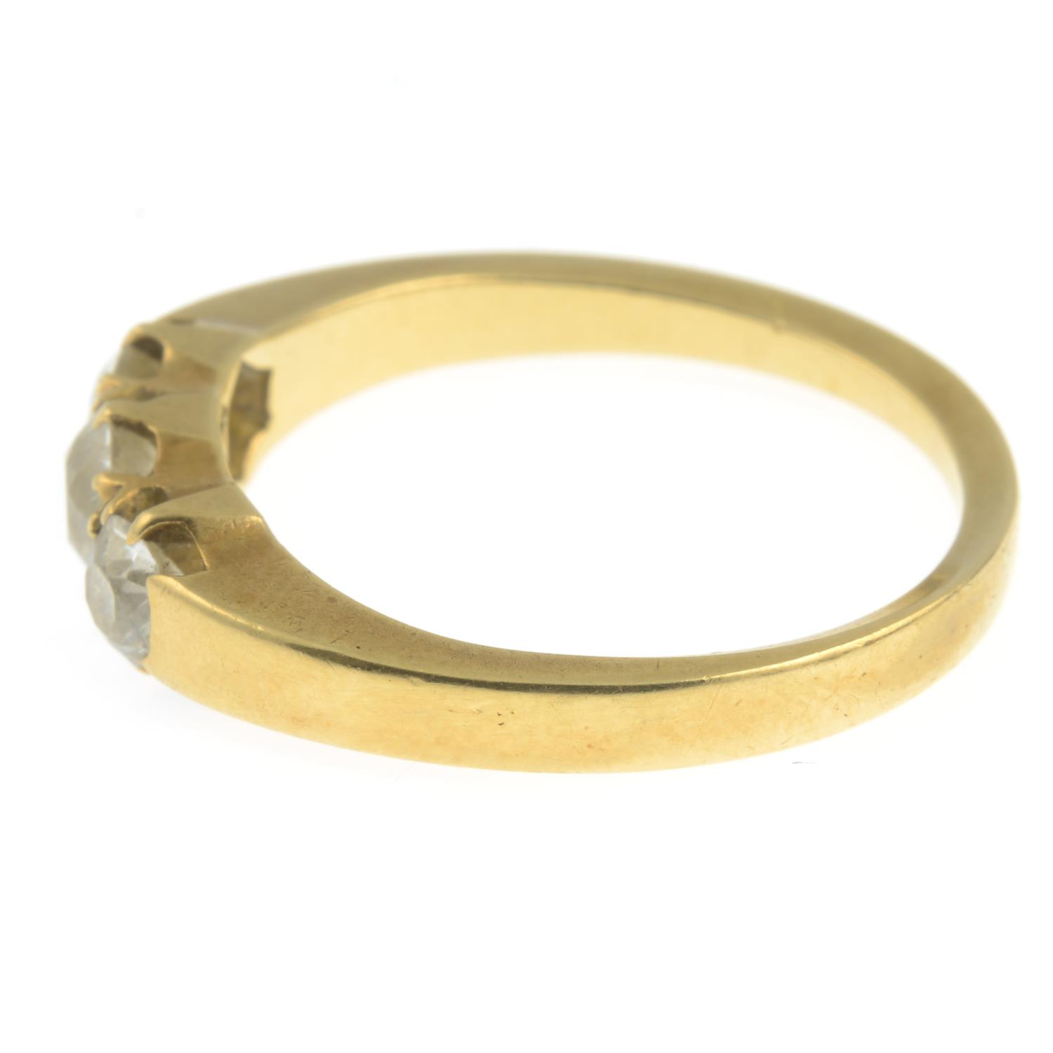 An old-cut diamond three-stone ring. - Image 2 of 4