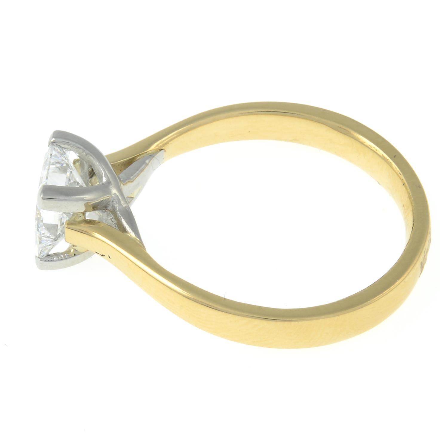 An 18ct gold square-shape diamond single-stone ring.With report 2005125, - Image 2 of 4