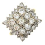 An 18ct gold brilliant-cut diamond cluster ring.Estimated total diamond weight 1.60cts,