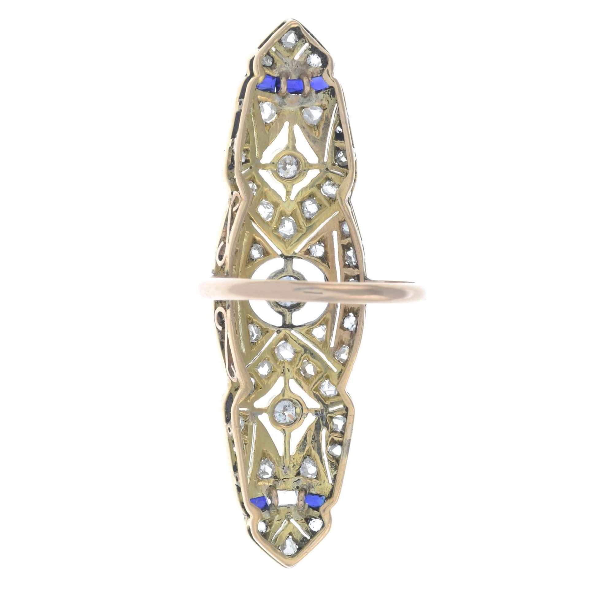 A rose and brilliant-cut diamond dress ring, with sapphire highlights. - Image 2 of 2