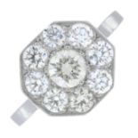 A brilliant-cut diamond cluster ring.Total diamond weight 1.15cts,