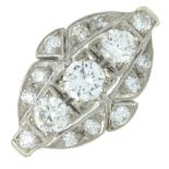 A brilliant-cut diamond dress ring.Estimated total diamond weight 1.10cts,