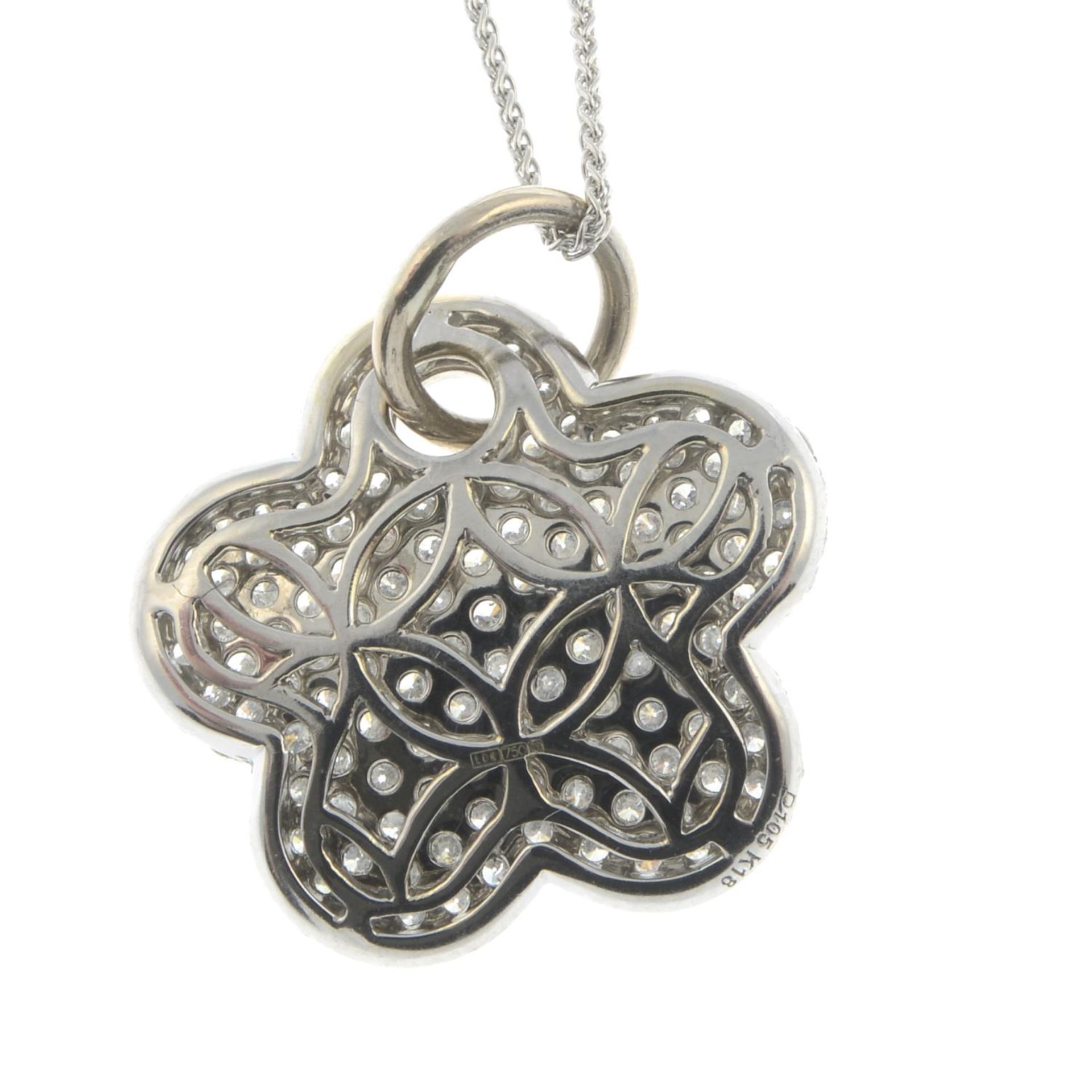 An 18ct gold pave-set diamond floral pendant, - Image 2 of 3