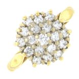 An 18ct gold brilliant-cut diamond cluster ring.Estimated total diamond weight 0.80ct.Hallmarks for