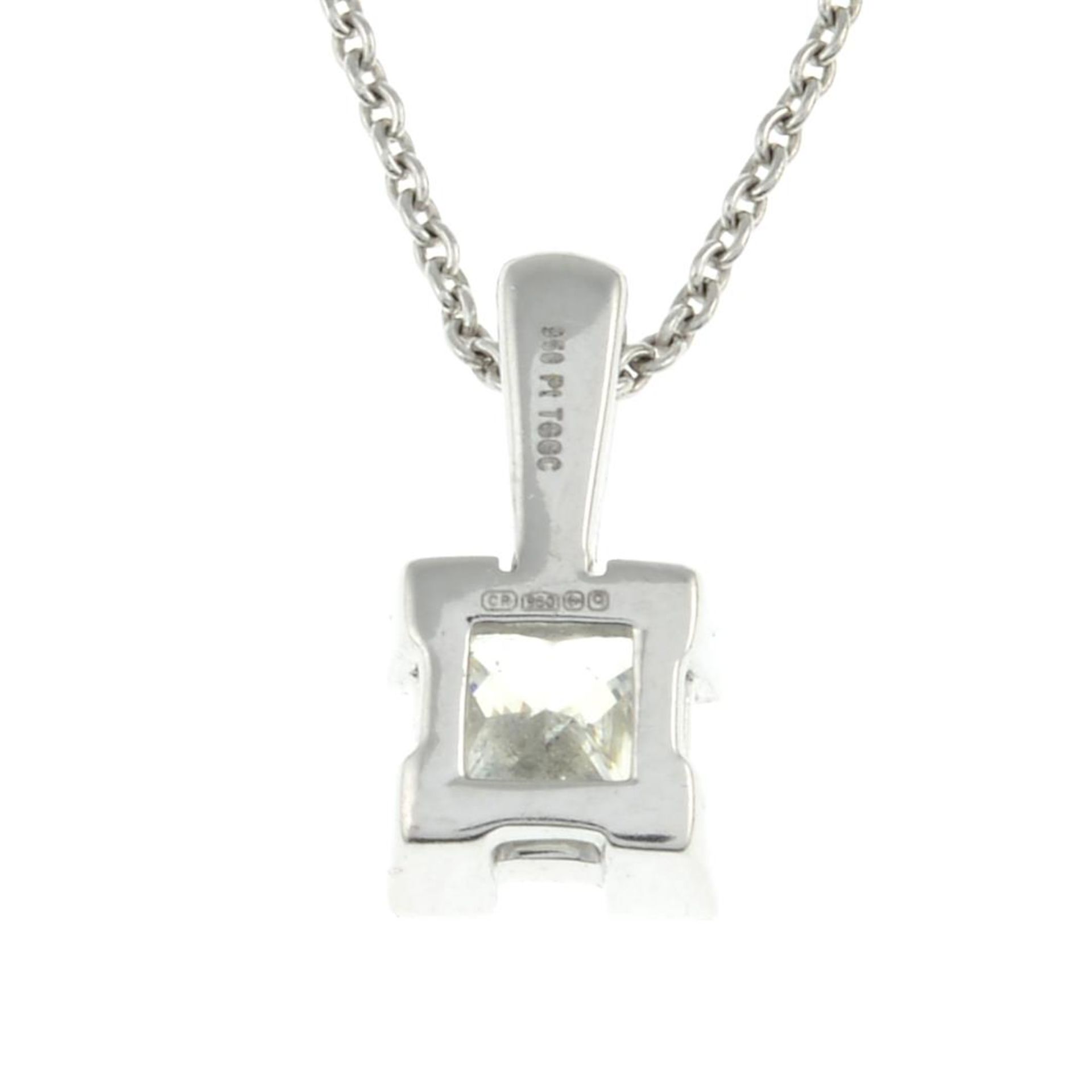 A platinum square-shape diamond pendant, - Image 2 of 3
