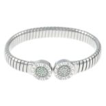 A 'Bulgari Bulgari' brilliant-cut diamond cuff bangle.