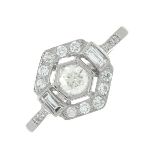 A vari-cut diamond dress ring.Total diamond weight 0.60ct.Stamped PLAT.Ring P.